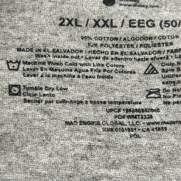 Disney Mickey Mouse T Shirt Retro Short Sleeve Heather Gray Adults Plus Size 2XL - Picture 7 of 15